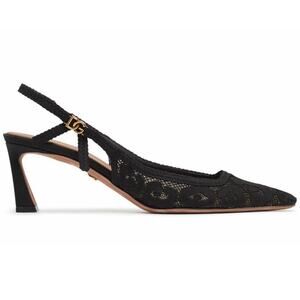 NEW DOLCE & GABBANA Womens 36.5 Black Pizzo Leo Slingback Lace Pumps